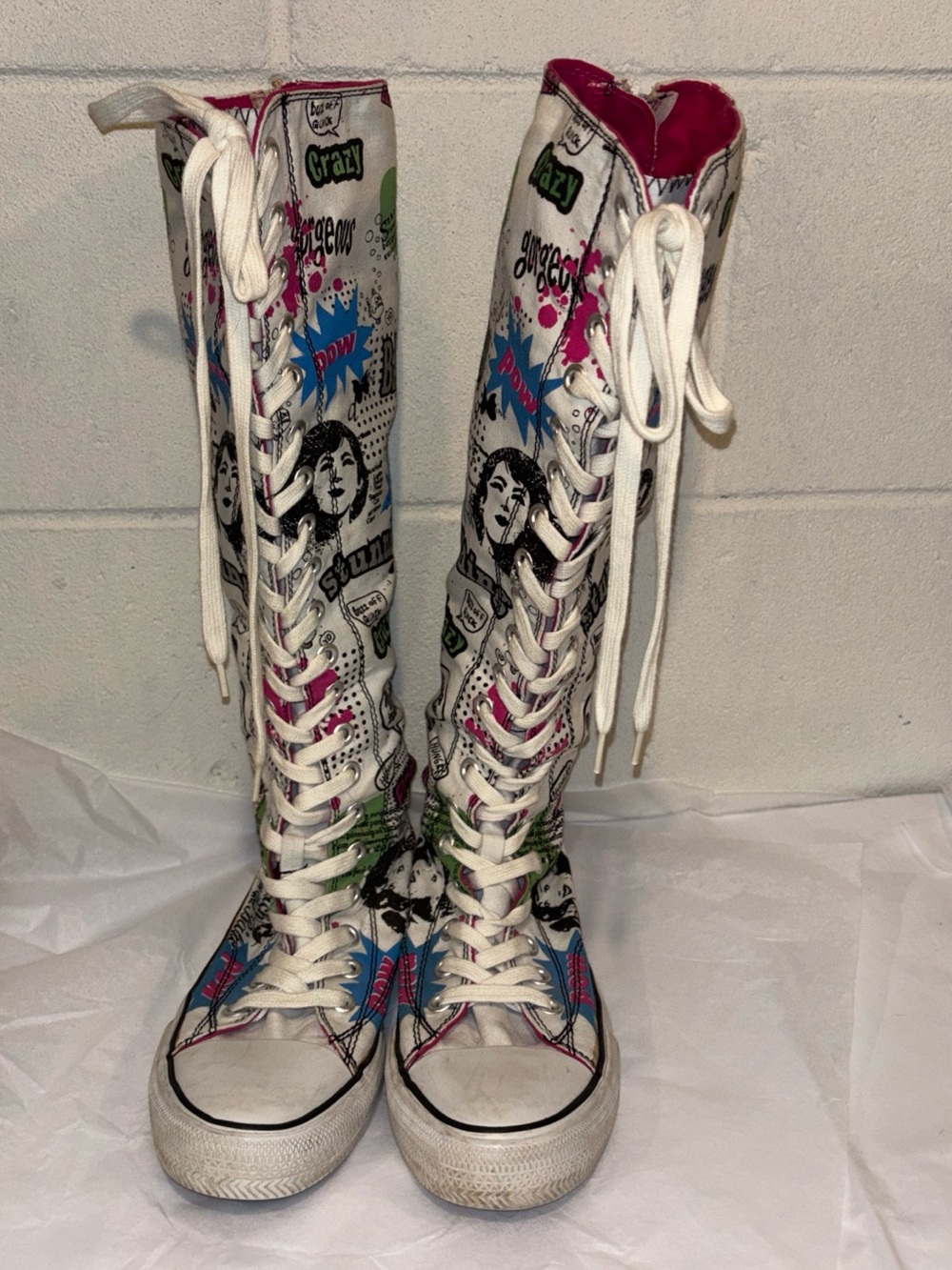 Vintage Airwalk knee high graffiti tennis shoes lace ups Retro Y2K women’s 8.5 - Picture 3 of 13